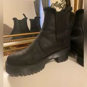 Vegan fur lined Chelsea boot